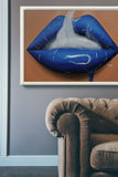 Royal Blue Smoking Lips Print - Giovannie's Originals