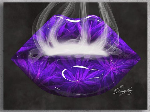 Purple Cannabis Lips Canvas Print - Giovannie's Originals