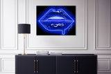 Blue Neon Lips Canvas Print - Giovannie's Originals