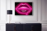 Pink Neon Lips Canvas Print - Giovannie's Originals