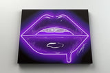 Purple Neon Lips Canvas Print - Giovannie's Originals