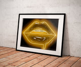 Yellow Neon Lips Print - Giovannie's Originals