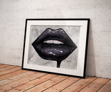 Black and White Glossy Lips Print - Giovannie's Originals