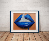 Royal Blue Smoking Lips Print - Giovannie's Originals