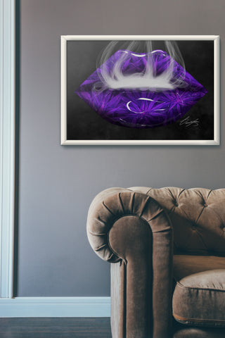 Purple Cannabis Lips Print - Giovannie's Originals