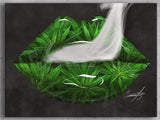 Cannabis Leaves Lips Canvas Print - Giovannie's Originals