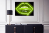 Lime Green Neon Lips Canvas Print - Giovannie's Originals