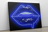 Blue Neon Lips Canvas Print - Giovannie's Originals