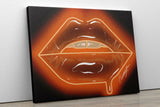 Orange Neon Lips Canvas Print - Giovannie's Originals