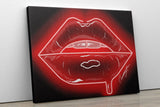 Red Neon Lips Canvas Print - Giovannie's Originals