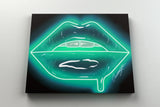 Turquoise Neon Lips Canvas Print - Giovannie's Originals