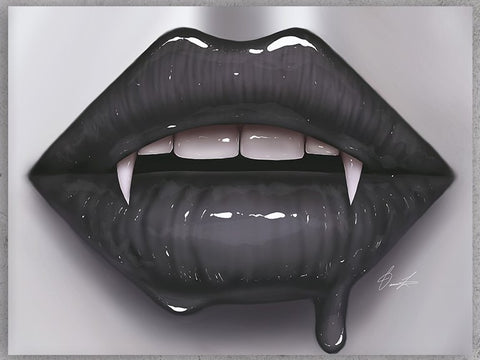 Black Vampire Lips Canvas Print - Giovannie's Originals