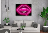 Pink Neon Lips Canvas Print - Giovannie's Originals