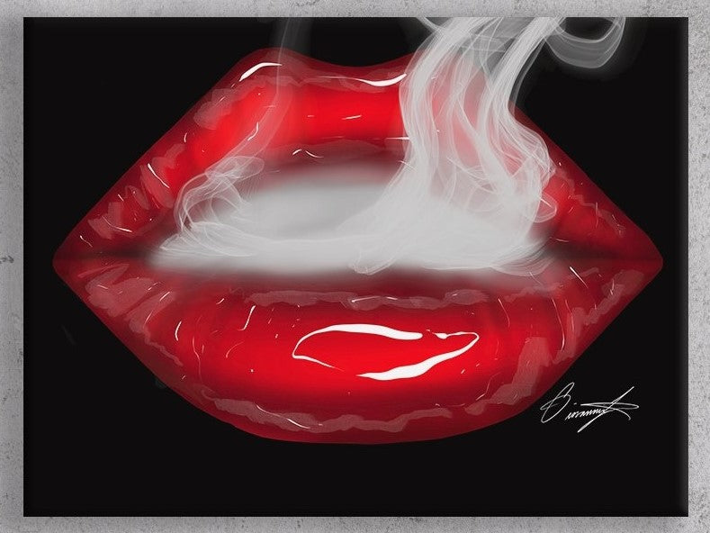 morfin Kæledyr Mary Red Smoking Lips Canvas Print – Giovannie's Originals