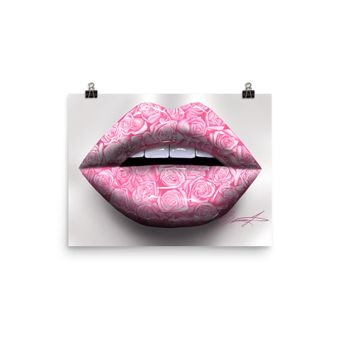 Pink Roses Lips Print (White) - Giovannie's Originals