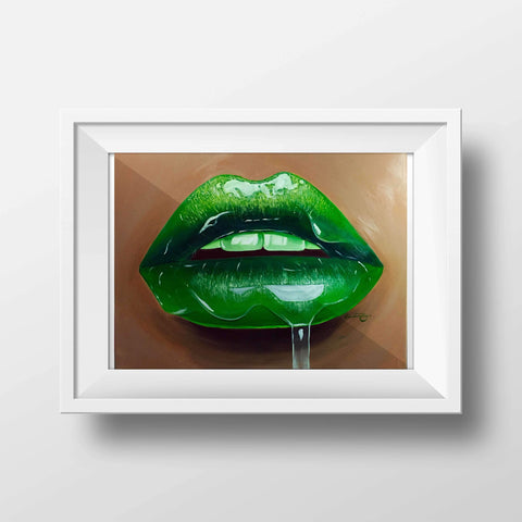 Glossy Green Apple Lips Print - Giovannie's Originals