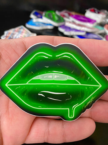 Green Neon Lips Stickers - Giovannie's Originals