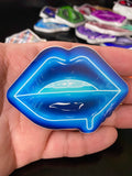Baby Blue Neon Lips Stickers - Giovannie's Originals