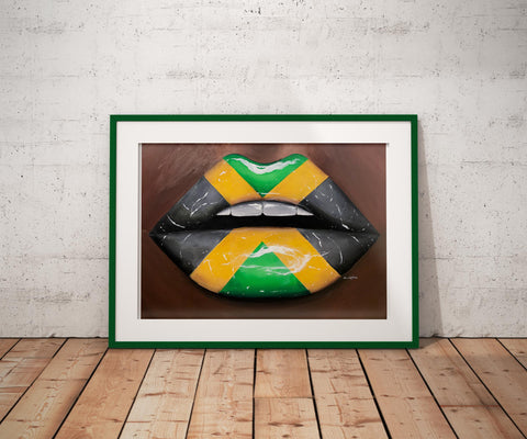 Jamaican Flag Lips Print - Giovannie's Originals