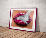 Magenta Smoking Lips Print - Giovannie's Originals