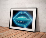 Baby Blue Neon Lips Print - Giovannie's Originals
