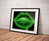 Green Neon Lips Print - Giovannie's Originals