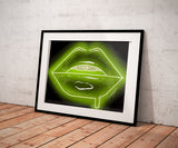 Lime Green Neon Lips Print - Giovannie's Originals