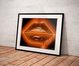 Orange Neon Lips Print - Giovannie's Originals