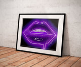 Purple Neon Lips Print - Giovannie's Originals