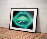Turquoise Neon Lips Print - Giovannie's Originals