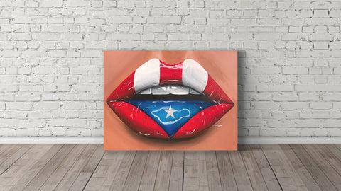 Original Puerto Rico Flag Lips Painting - Giovannie's Originals