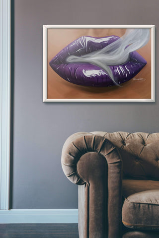 Purple Smoking Lips Print - Giovannie's Originals