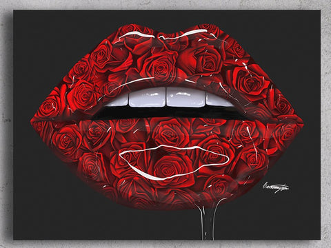 Glossy Rose Lips Canvas Print - Giovannie's Originals